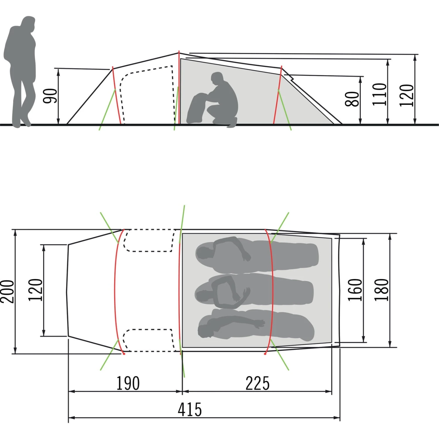 VAUDE Ferret XT 3P Comfort - Drei-Personen-Tunnelzelt 4 VAUDE Ferret XT 3P Comfort - Drei-Personen-Tunnelzelt – Bild 2